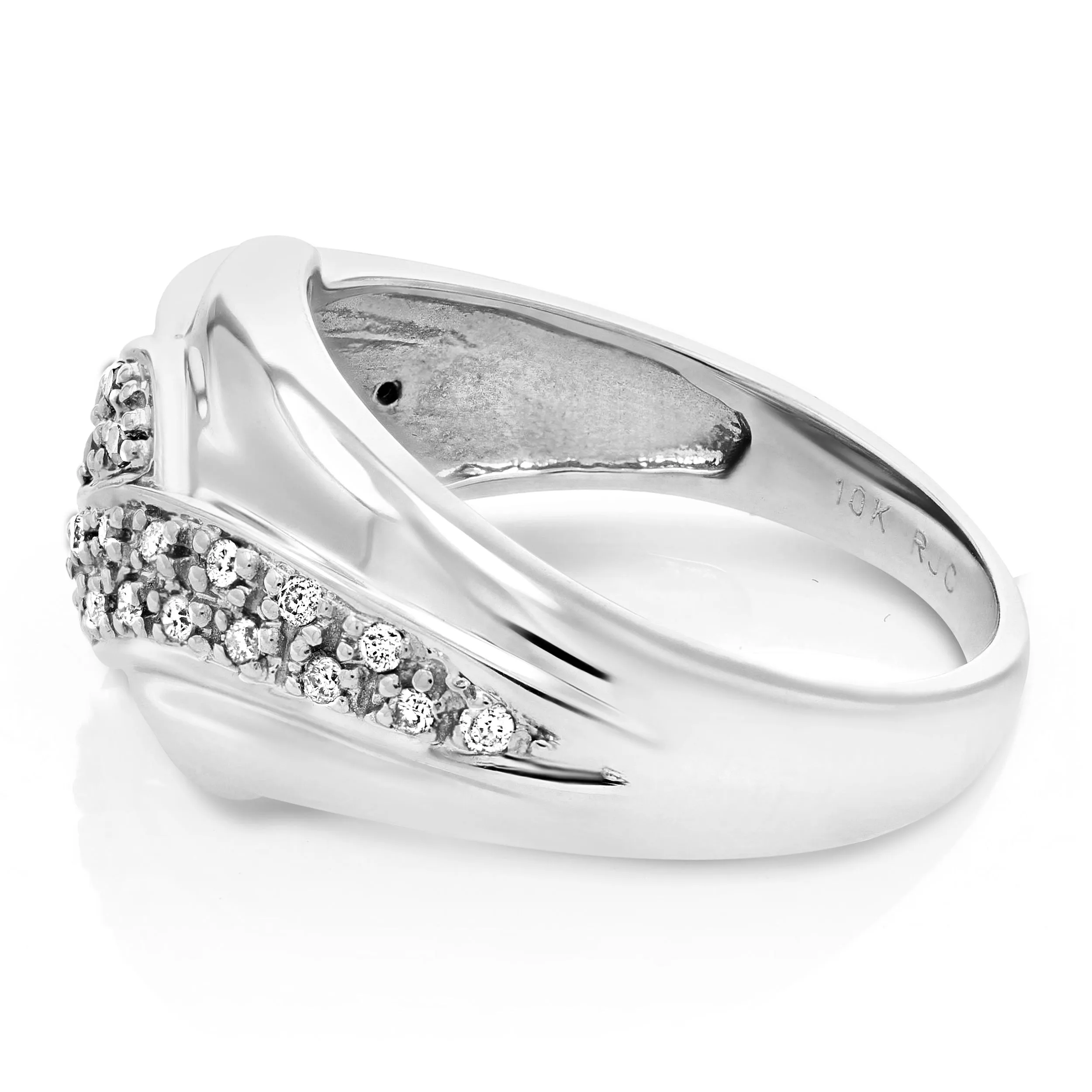 0.18 cttw Black and White Diamond Wedding Band Ring 10K White Gold Swirl