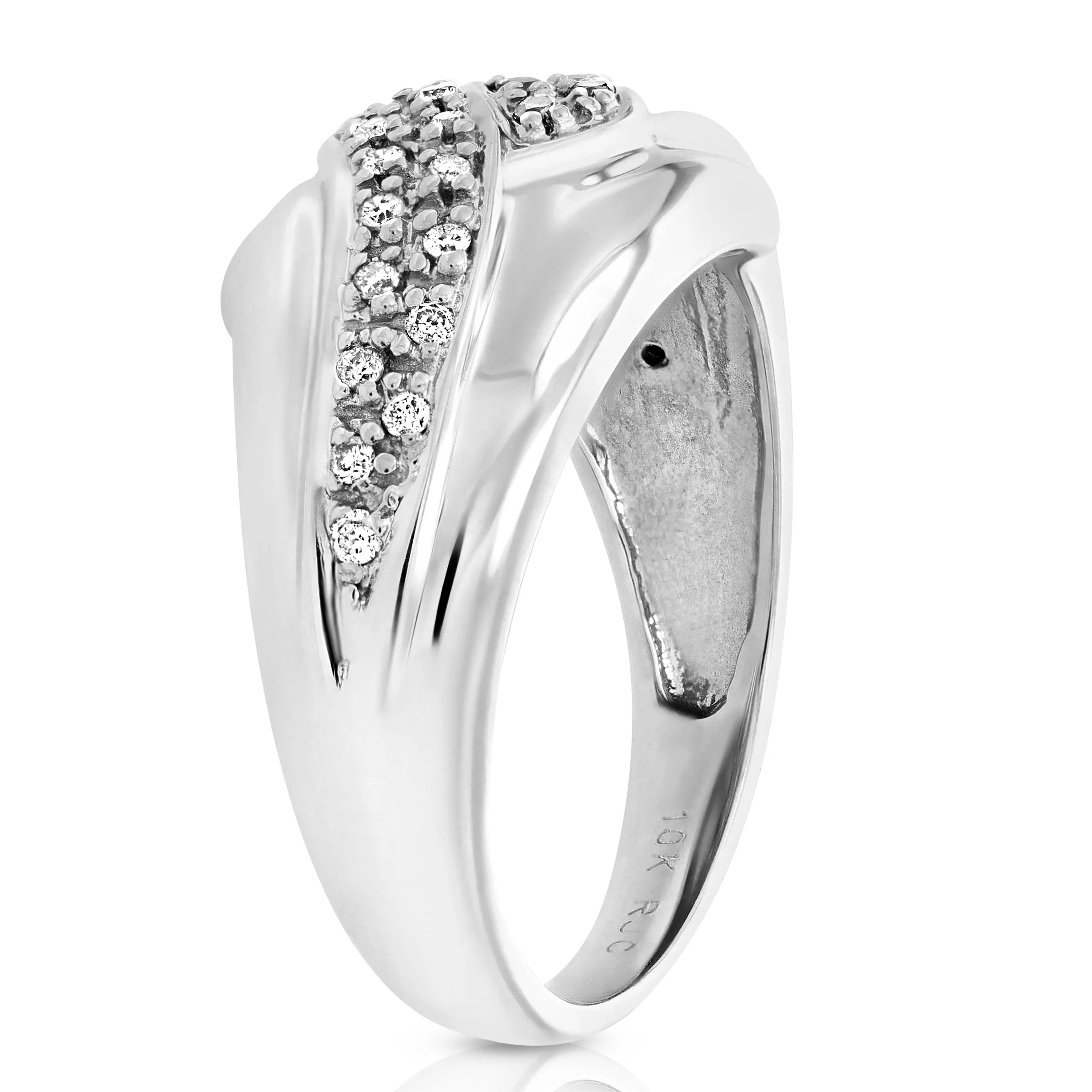 0.18 cttw Black and White Diamond Wedding Band Ring 10K White Gold Swirl