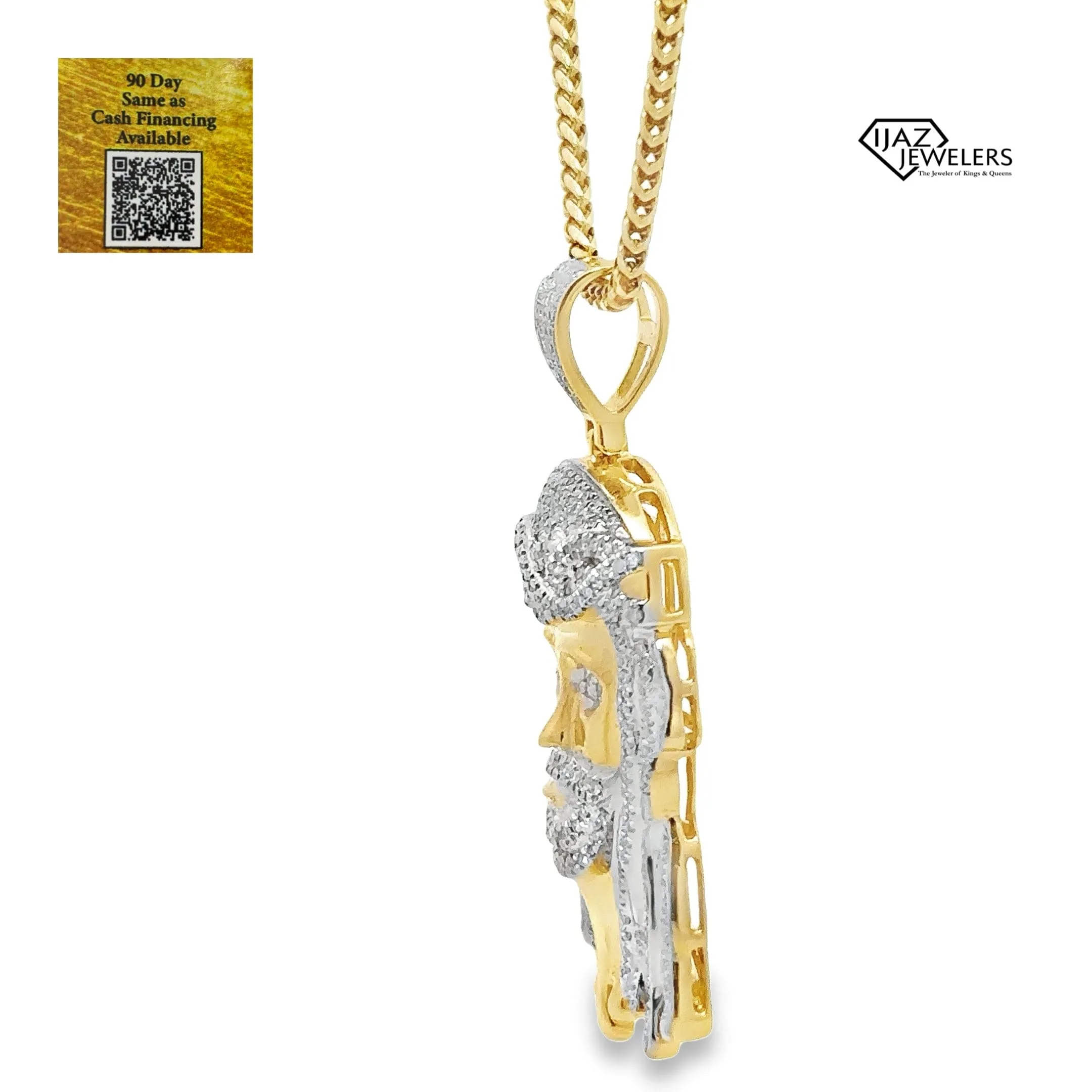 10K Gold 0.72 CTW Diamond Drippy Jesus Charm