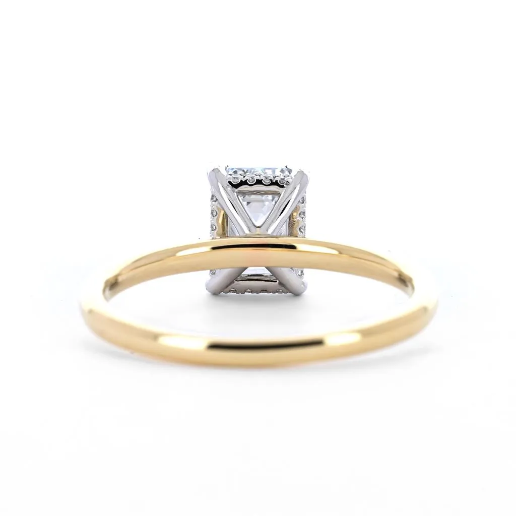 1.19ctw Emerald Lab-Grown Diamond Engagement Ring, Hidden Halo - 14k Multi-Tone Gold