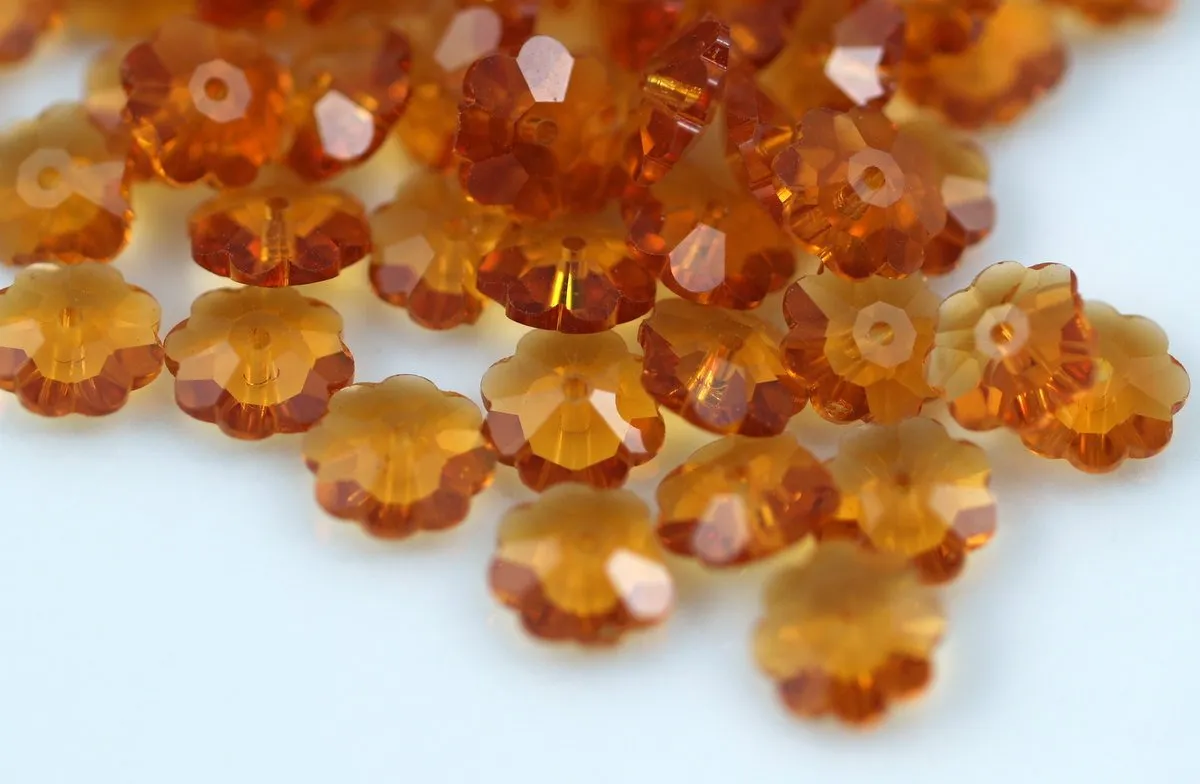 12 Vintage Ab Swarovski Crystal Rondelle Orange Flower Beads (8 Mm) CV118