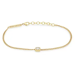 14k Emerald Cut Diamond XS Curb Chain Bracelet