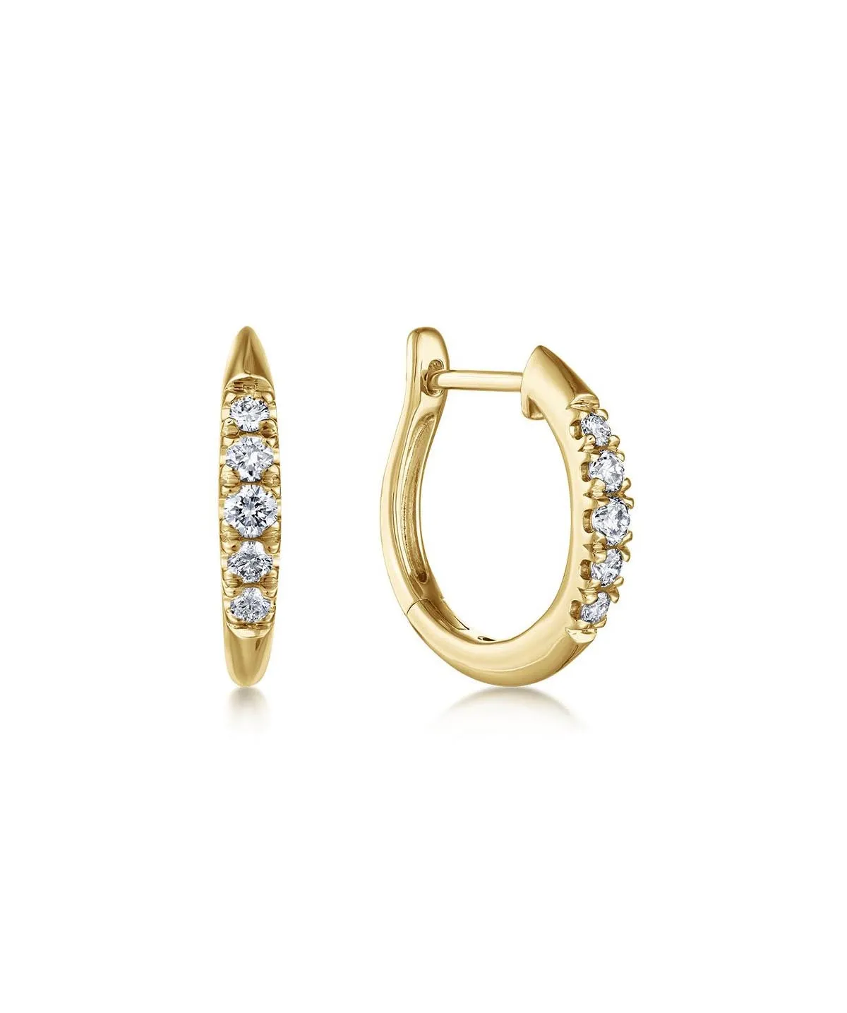 14K Yellow Gold Classic Round 15mm Diamond Huggies