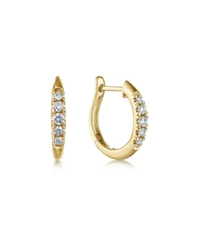 14K Yellow Gold Classic Round 15mm Diamond Huggies