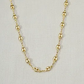 18k Gold Filled Fancy Puff Links Chain Necklace