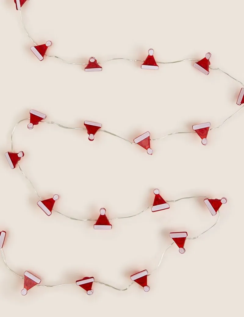 20 Santa Hat Battery String Lights