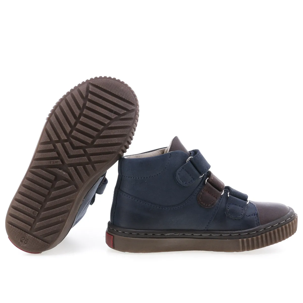 (2699-1) Emel velcro shoes - navy / brown