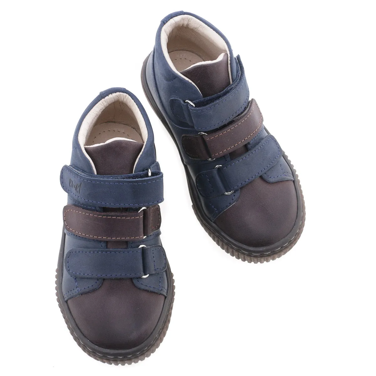 (2699-1) Emel velcro shoes - navy / brown