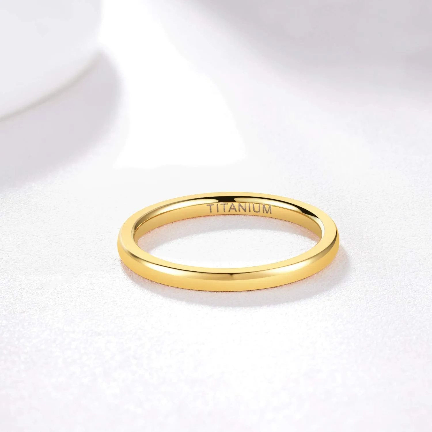 2mm Polished, Domed, and Slim Titanium Fashion Wedding Band