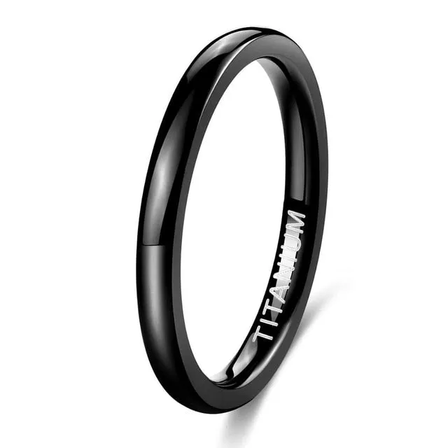 2mm Polished, Domed, and Slim Titanium Fashion Wedding Band