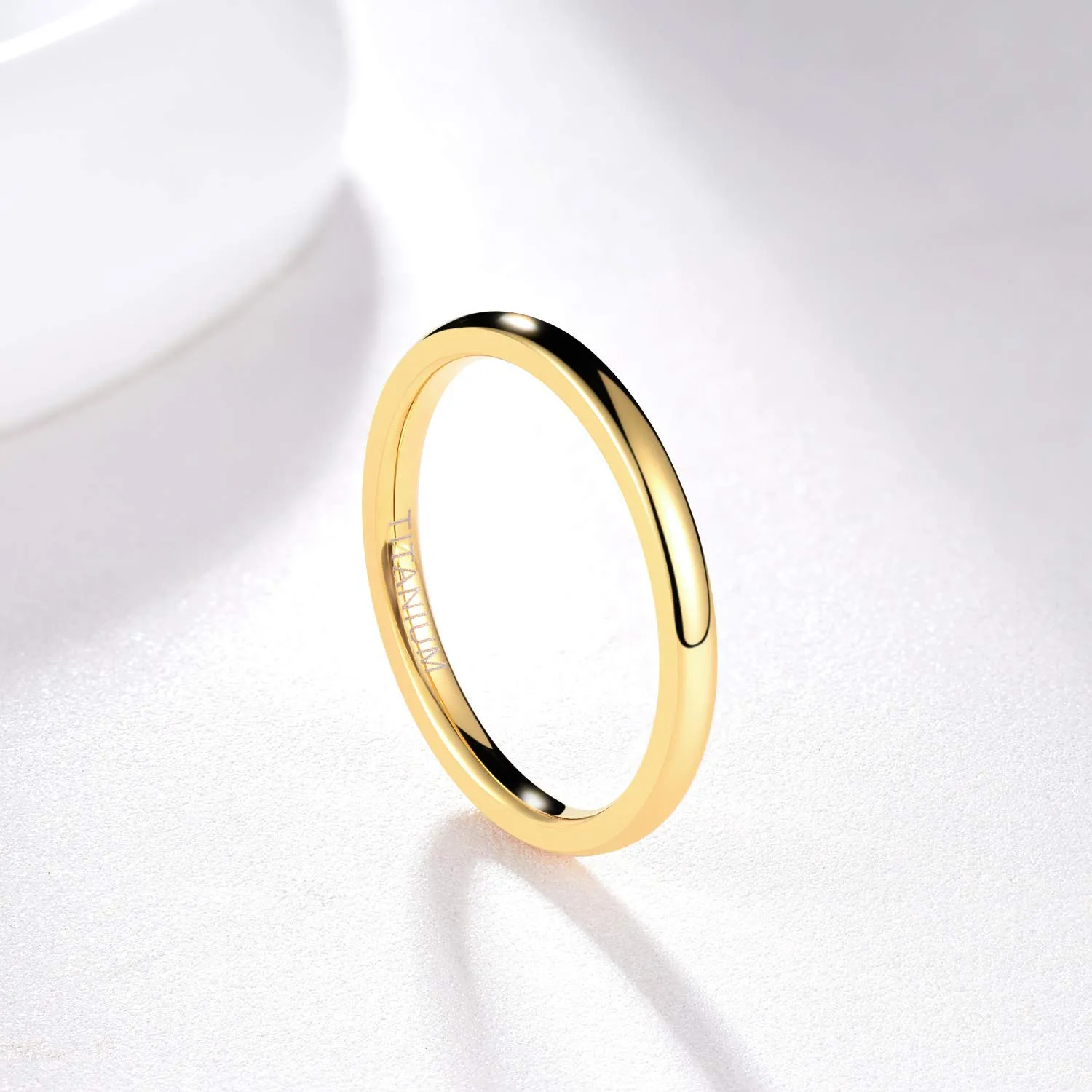 2mm Polished, Domed, and Slim Titanium Fashion Wedding Band