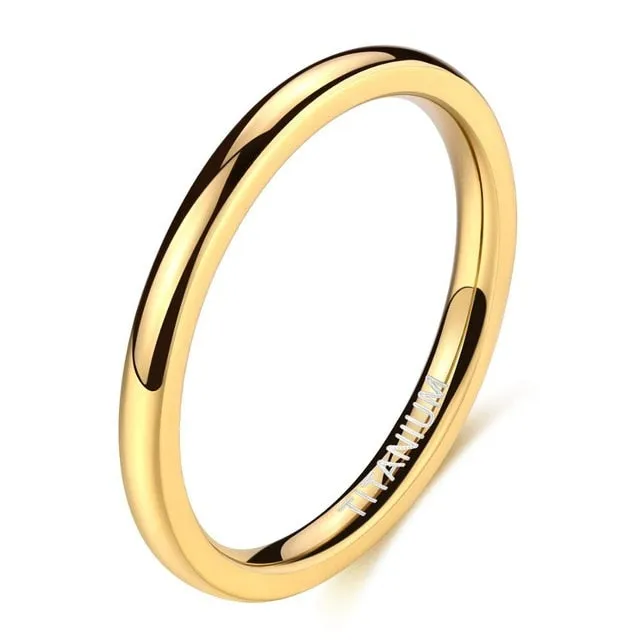 2mm Polished, Domed, and Slim Titanium Fashion Wedding Band