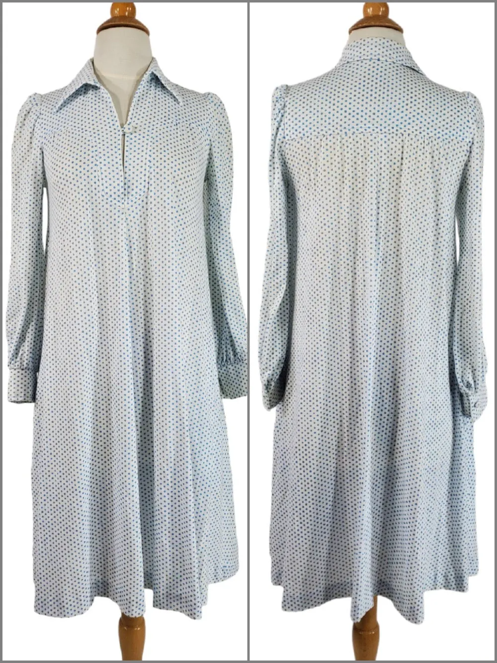 70s Polka Dot Jersey Tent Dress - sm, med