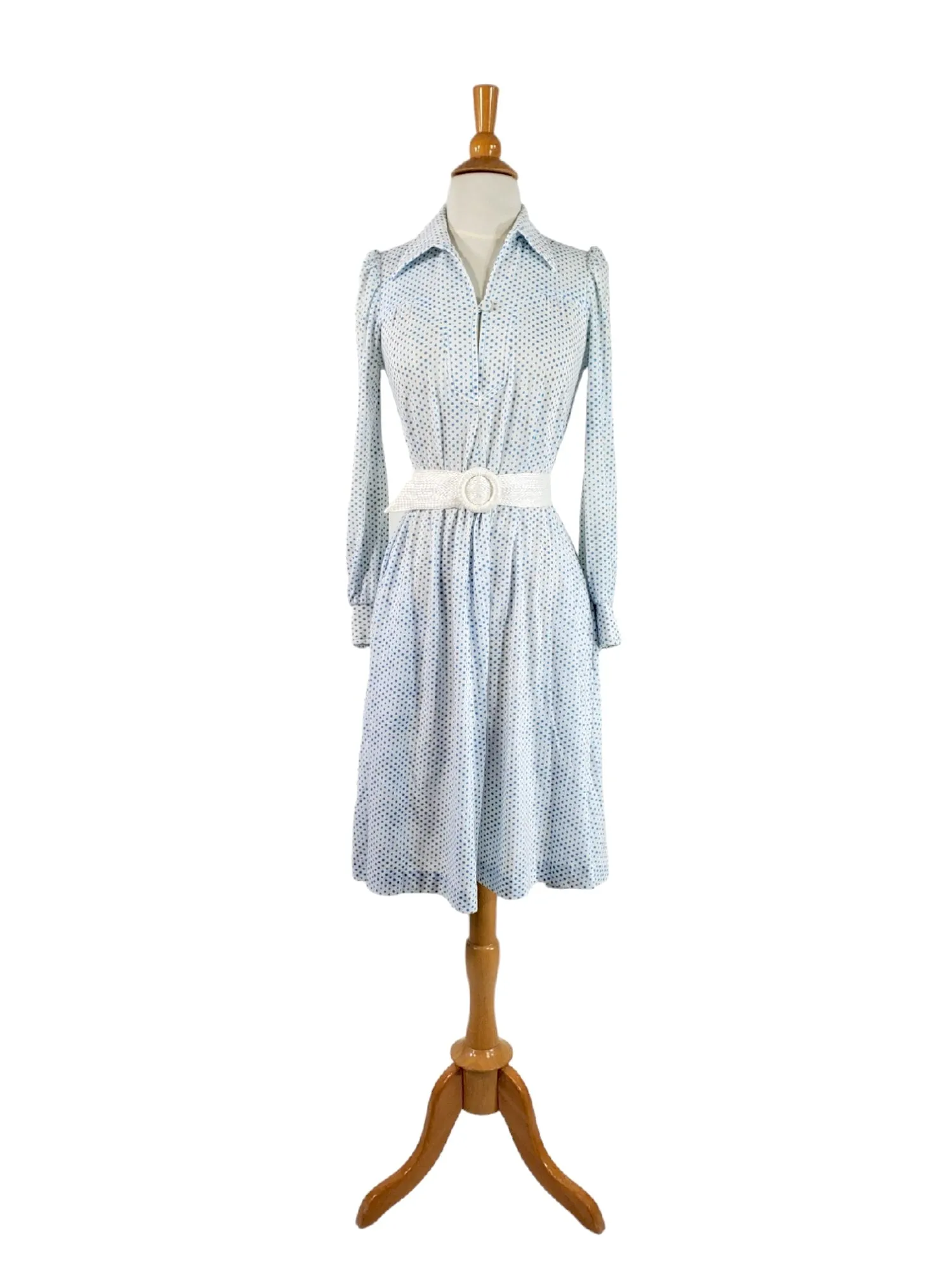 70s Polka Dot Jersey Tent Dress - sm, med