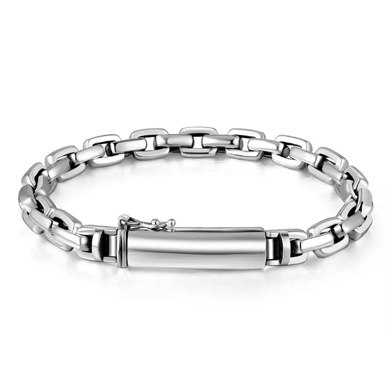 7mm Link Chain 925 Sterling Silver Vintage Punk Rock Bracelet