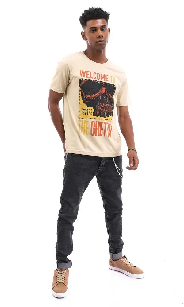 95061 "Welcome To The Ghetto" Heather Beige T-Shirt For Summer