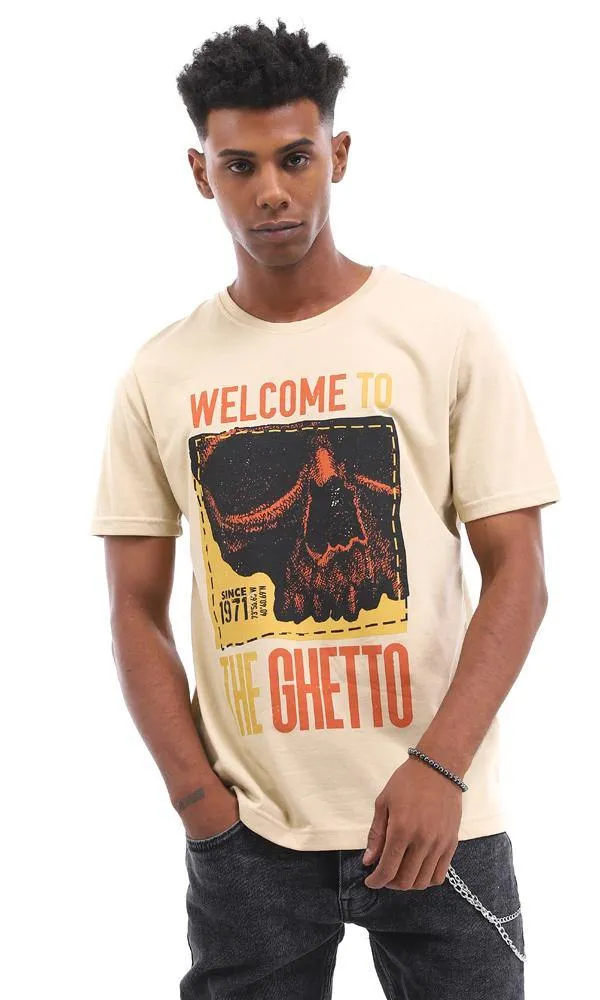 95061 "Welcome To The Ghetto" Heather Beige T-Shirt For Summer