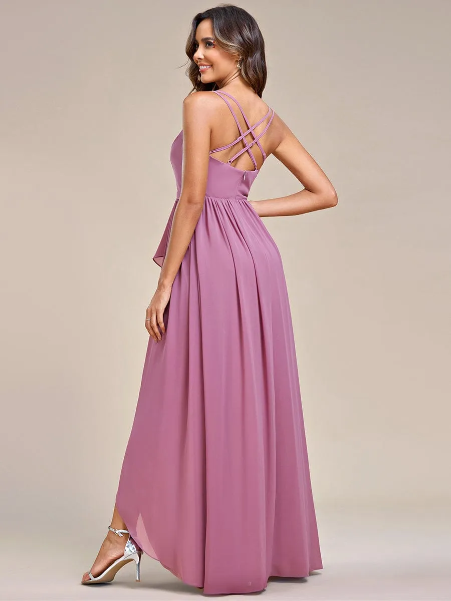 A-Line Chiffon Bridesmaid Gown with Ruffle Detail