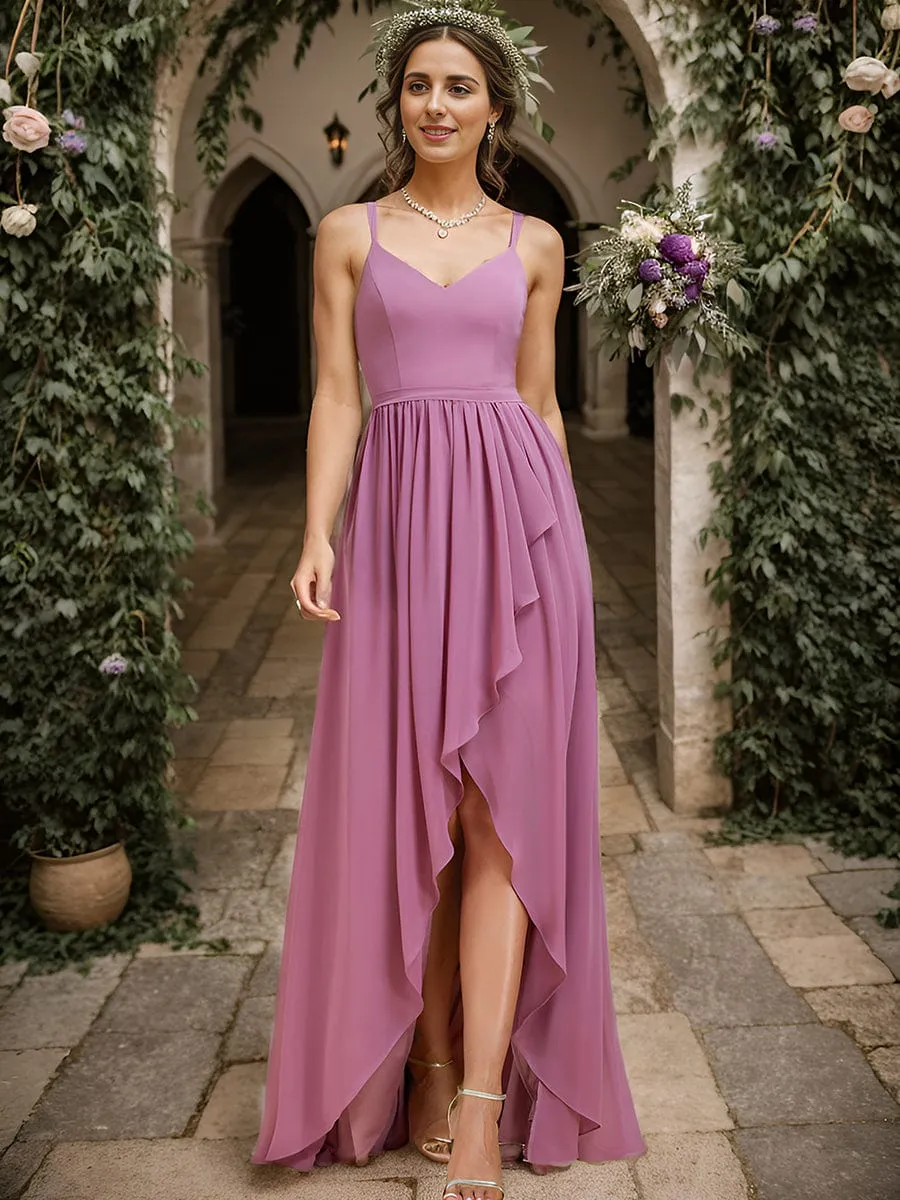 A-Line Chiffon Bridesmaid Gown with Ruffle Detail