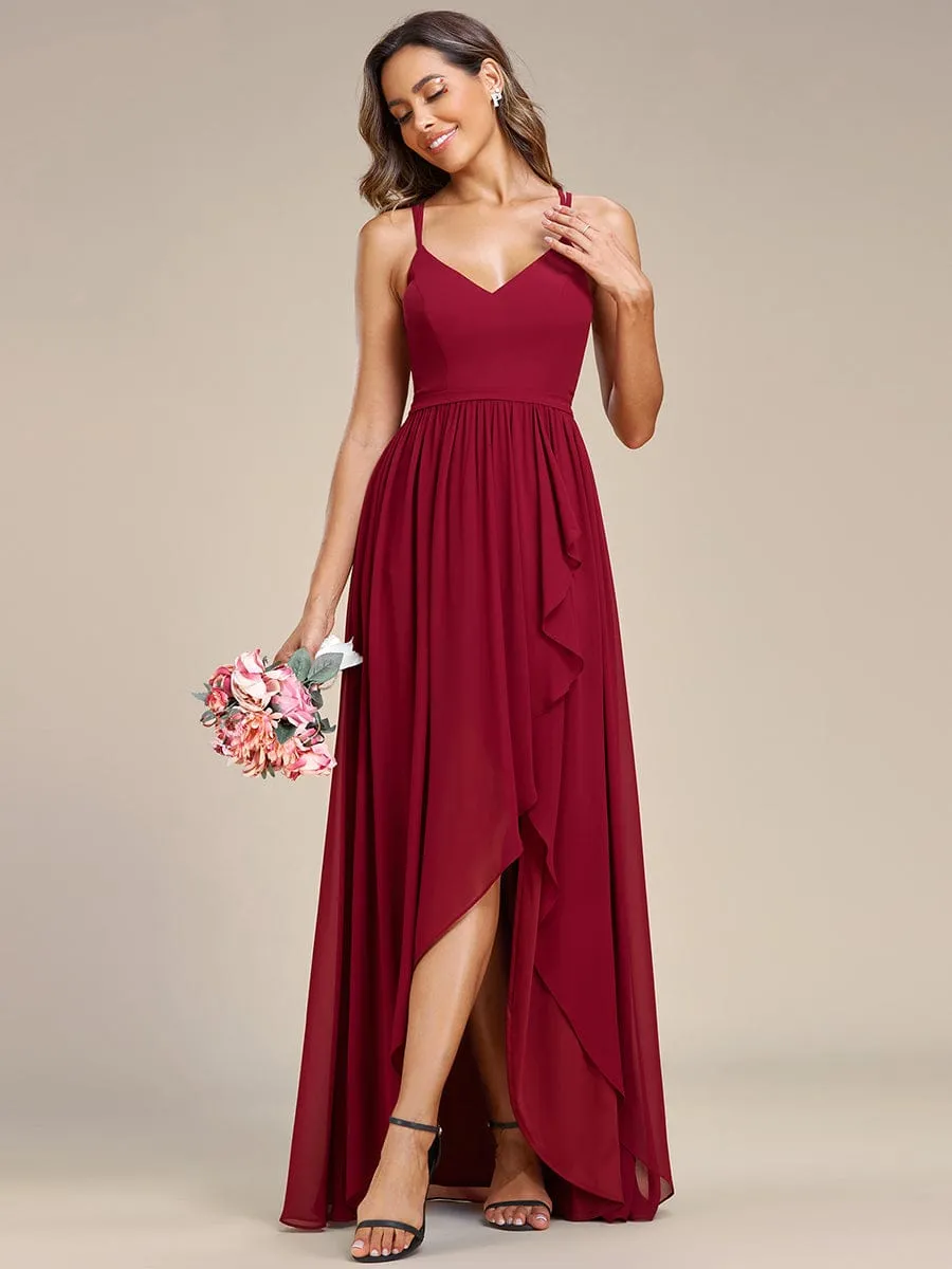 A-Line Chiffon Bridesmaid Gown with Ruffle Detail