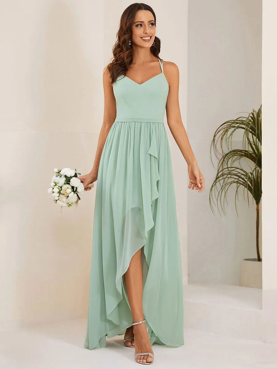 A-Line Chiffon Bridesmaid Gown with Ruffle Detail