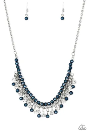 A Touch of CLASSY Blue Pearl and White Rhinestone Necklace - Paparazzi Accessories