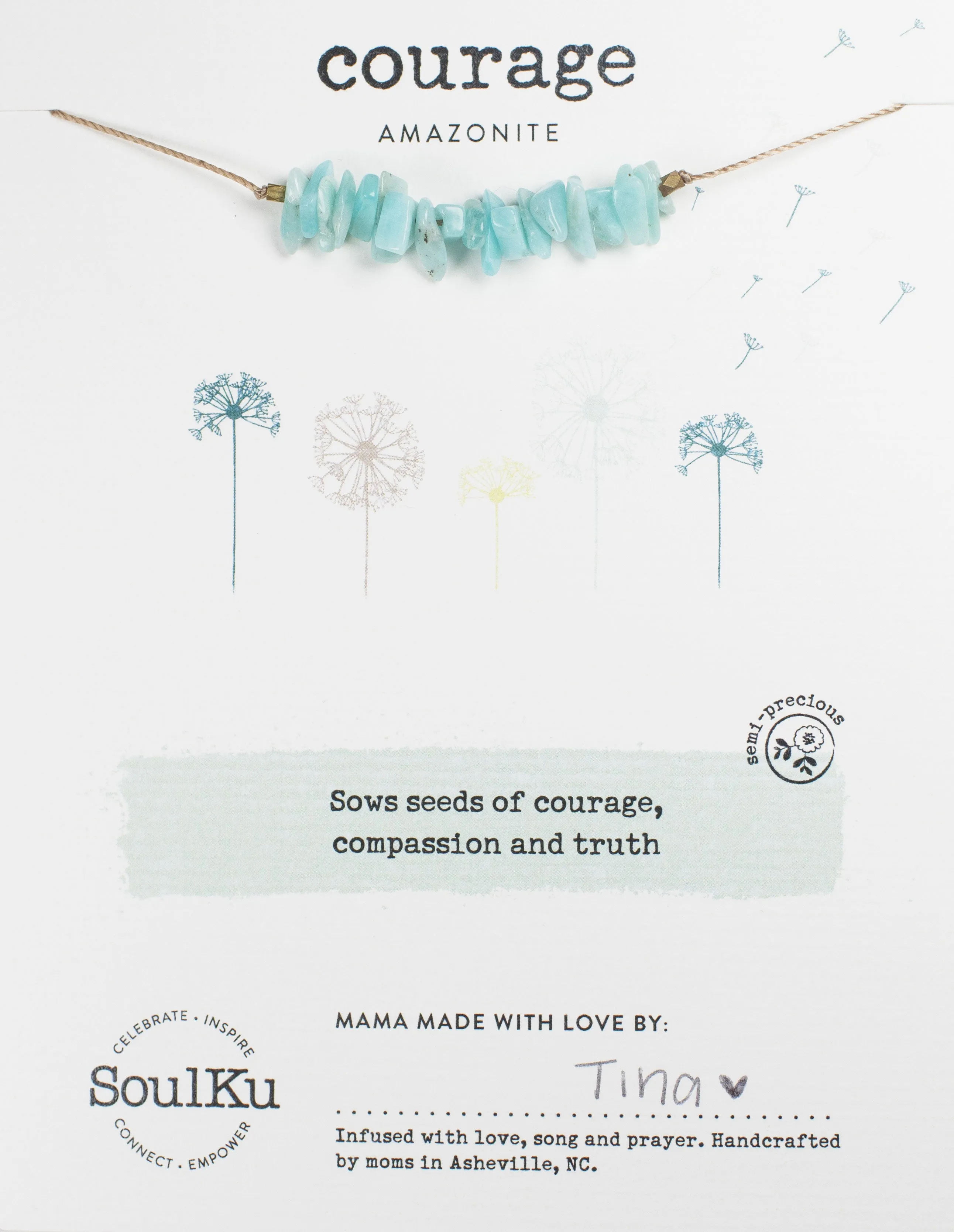 Amazonite Seed Necklace for Courage