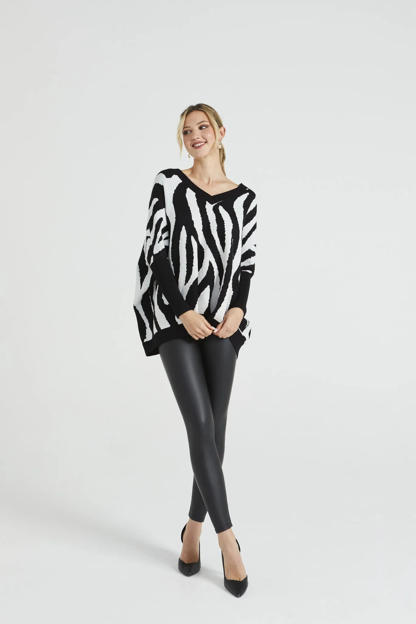 Angeleye Oversized Zebra Print Knitted Jumper