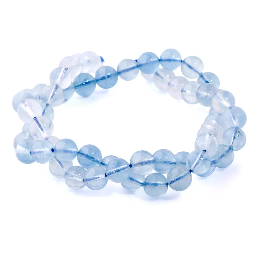 Aquamarine 8mm Clear Banded Round - 15-16 Inch