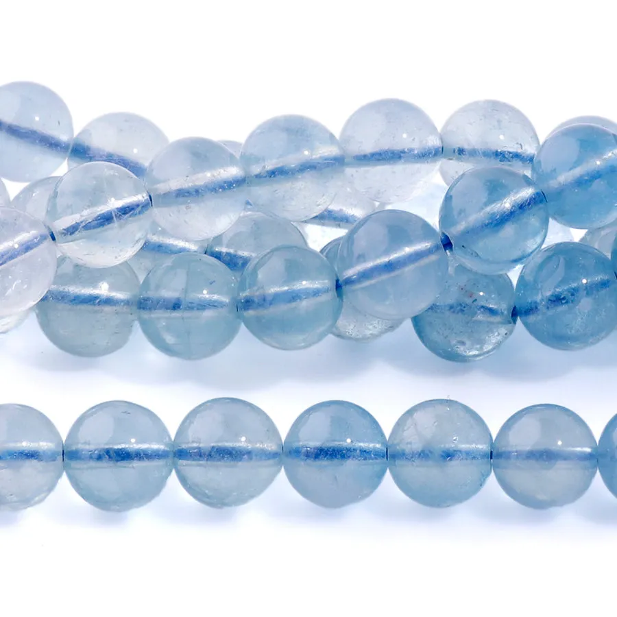 Aquamarine 8mm Clear Banded Round - 15-16 Inch