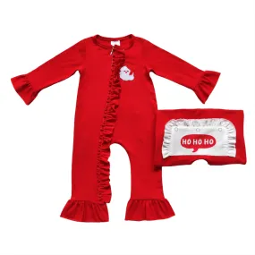 Baby Applique Romper - Christmas - Santa Ho Ho Ruffle Butt Girls