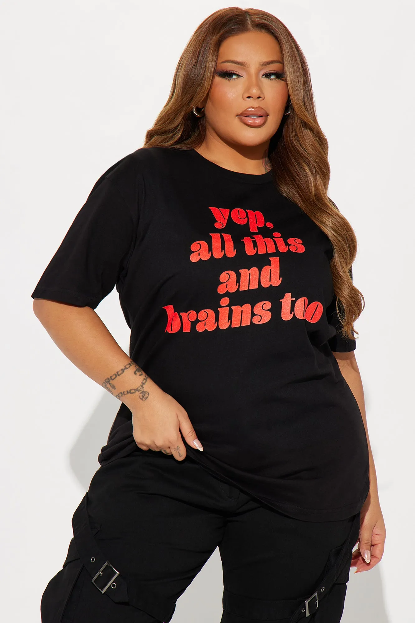 Beauty And Brains Graphic Tee - Black