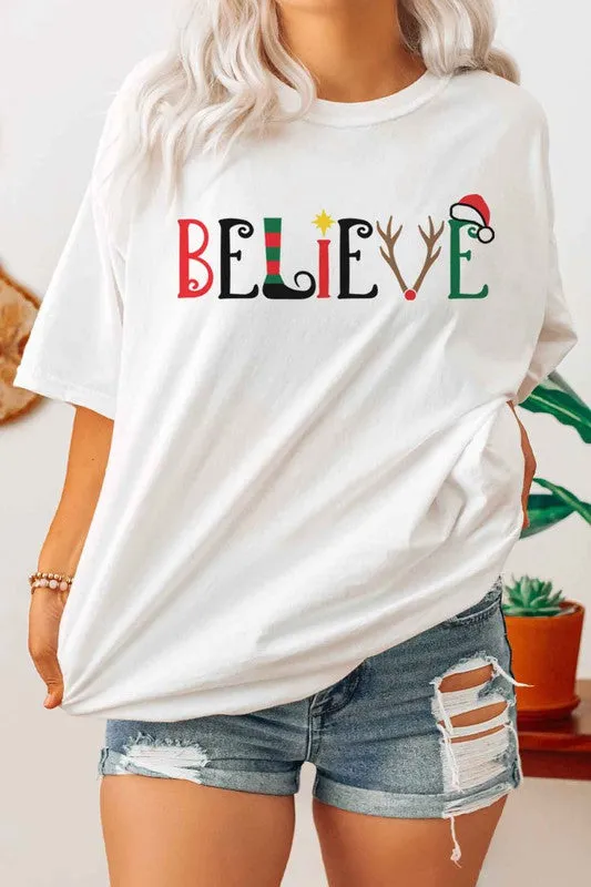 Believe Christmas T Shirt Plus Size