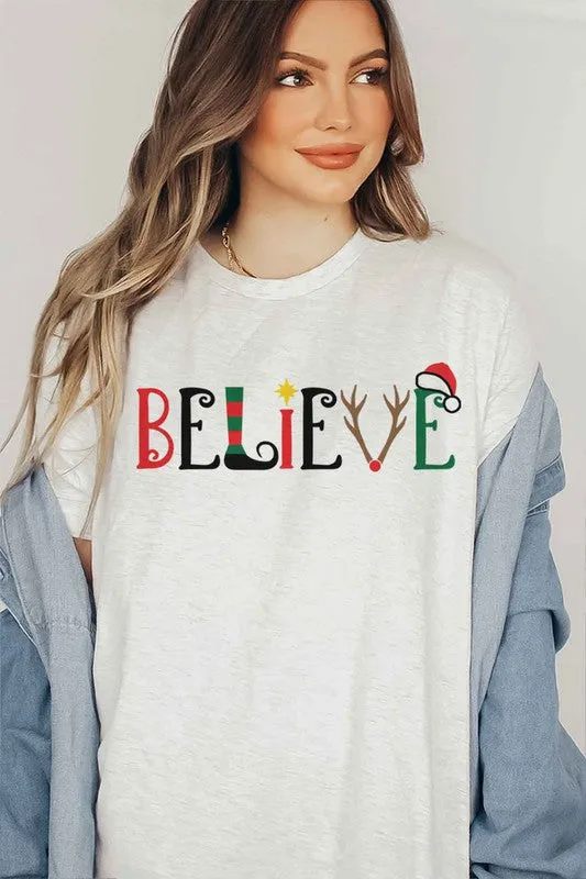 Believe Christmas T Shirt Plus Size