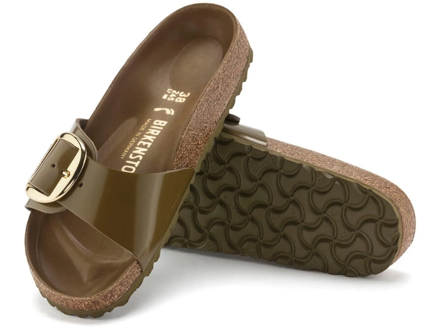 Birkenstock: Madrid Big Buckle High Shine Mud Green