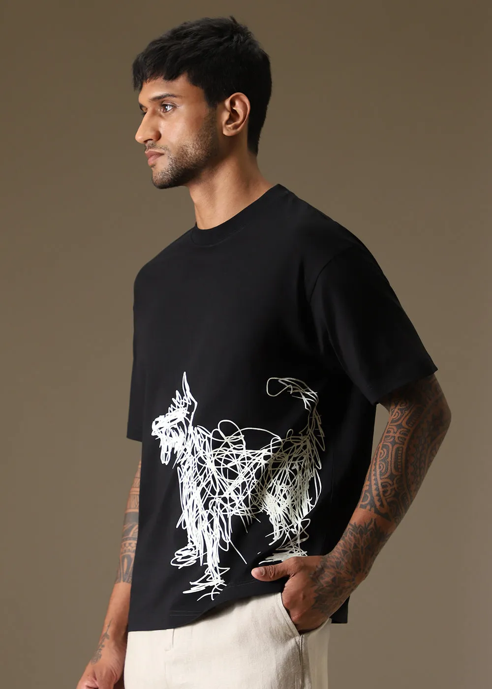 Black Doodle Paws Oversized T-shirt