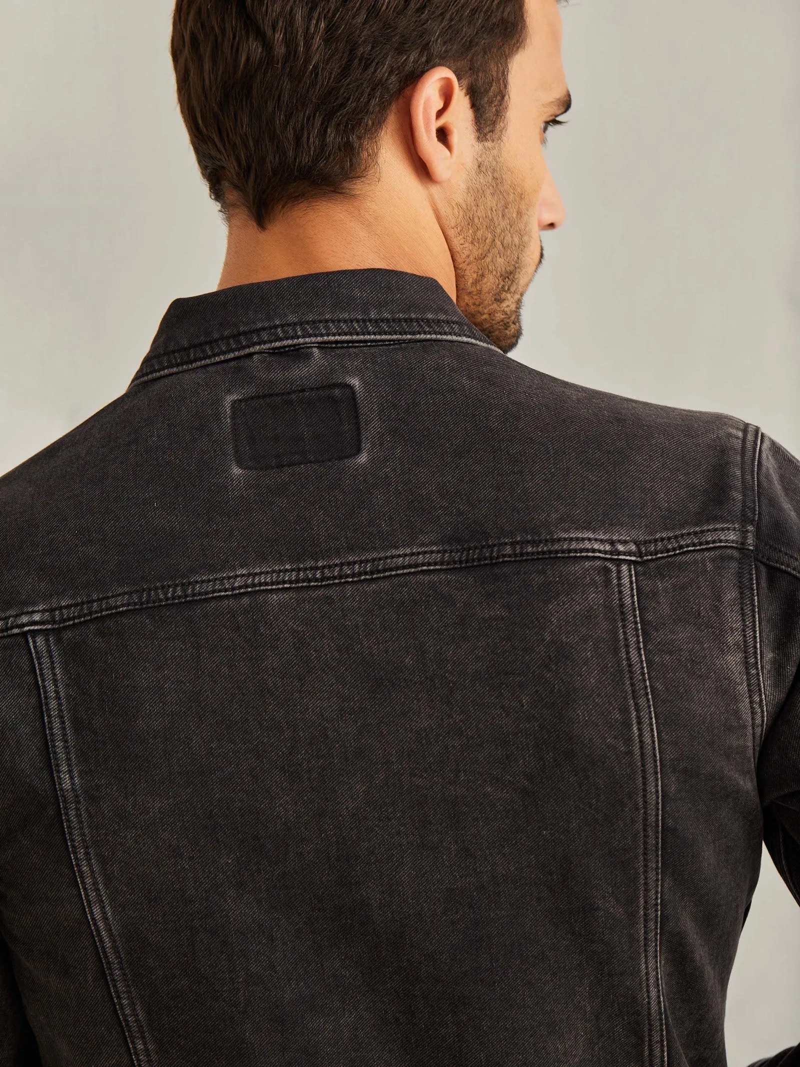 Black Solid Denim Jacket