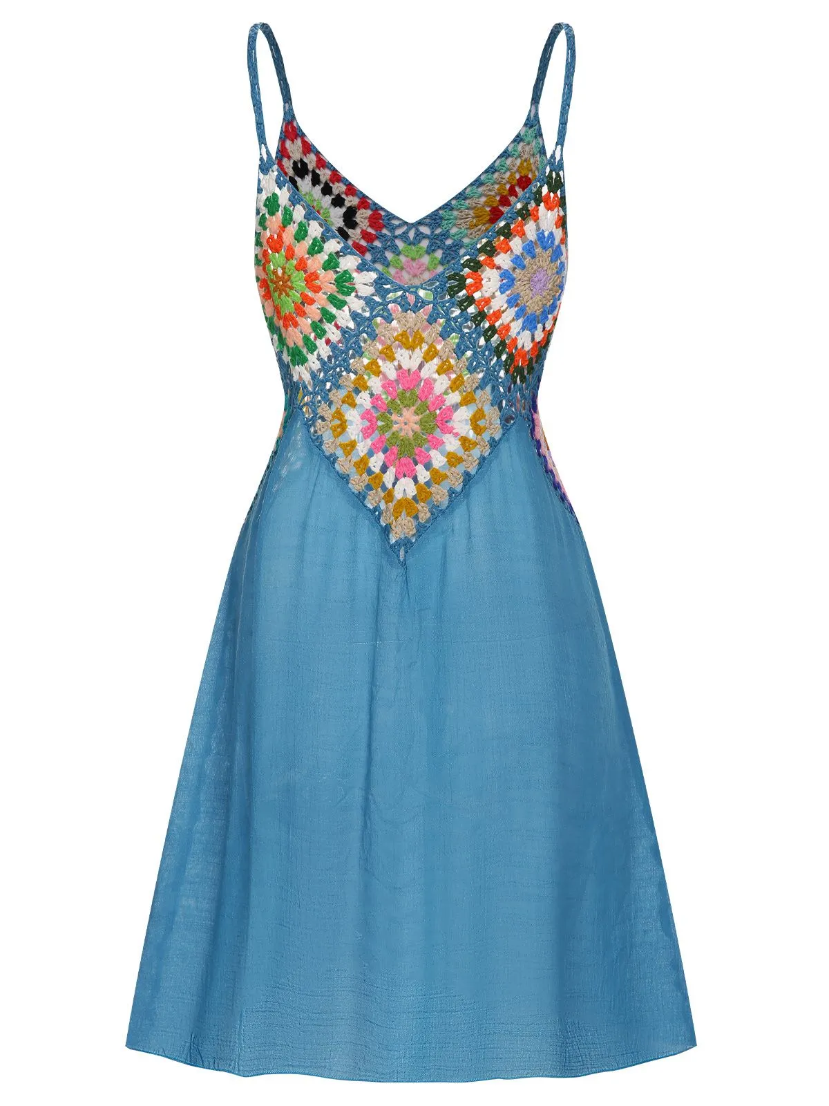 Blue 1960s Bohemian Cover Up