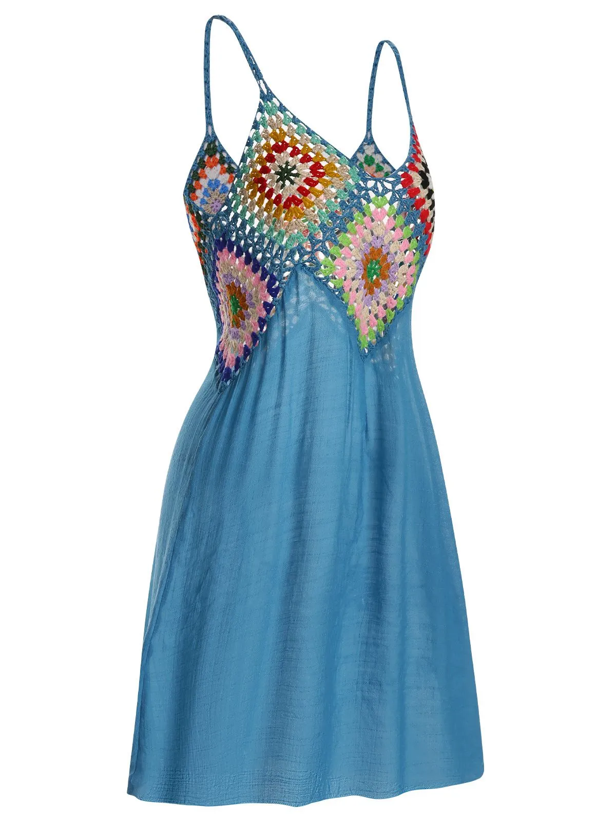 Blue 1960s Bohemian Cover Up