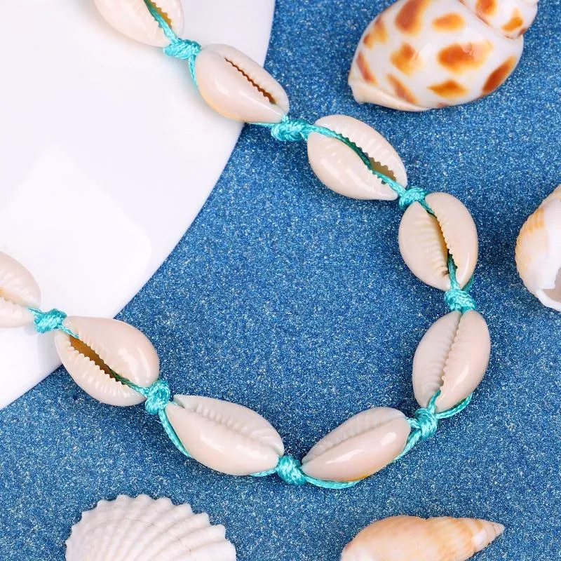 Blue Rope Puka Shell Necklace with Pearl Lock