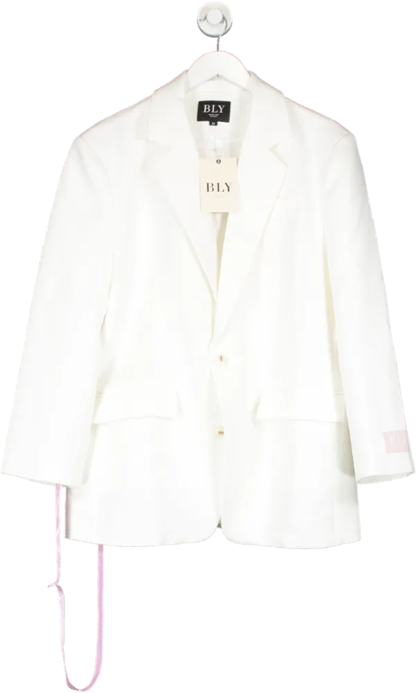 Boldly Love Yourself White Oversized Fit Blazer UK M