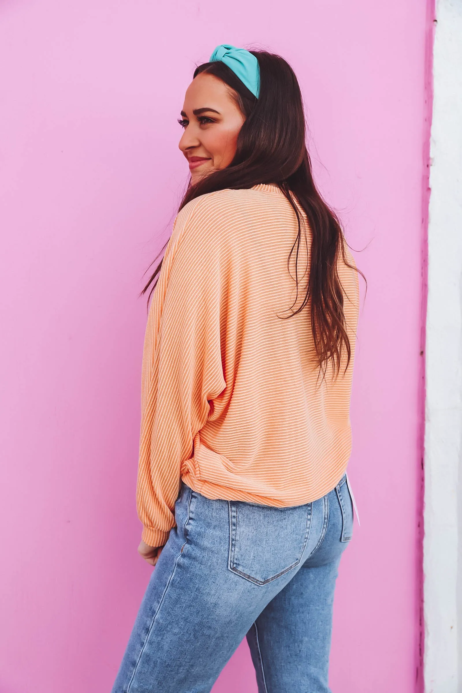 Brianna Corded Top-Tangerine