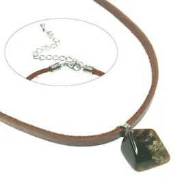 Brown Leather Necklace with Tiger's Eye Healing Energy Stone Pendant