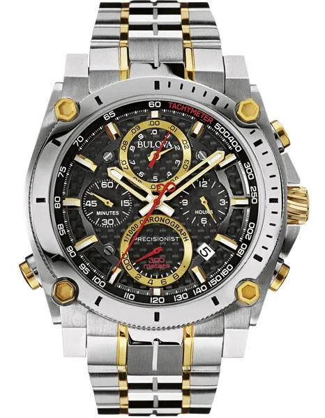 Bulova Mens Chronograph Precisionist - Two-Tone Case/Bracelet - Black Dial