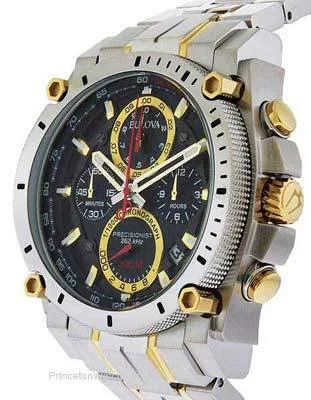 Bulova Mens Chronograph Precisionist - Two-Tone Case/Bracelet - Black Dial