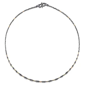 Burma Gold, Black Diamonds & Silver Necklace