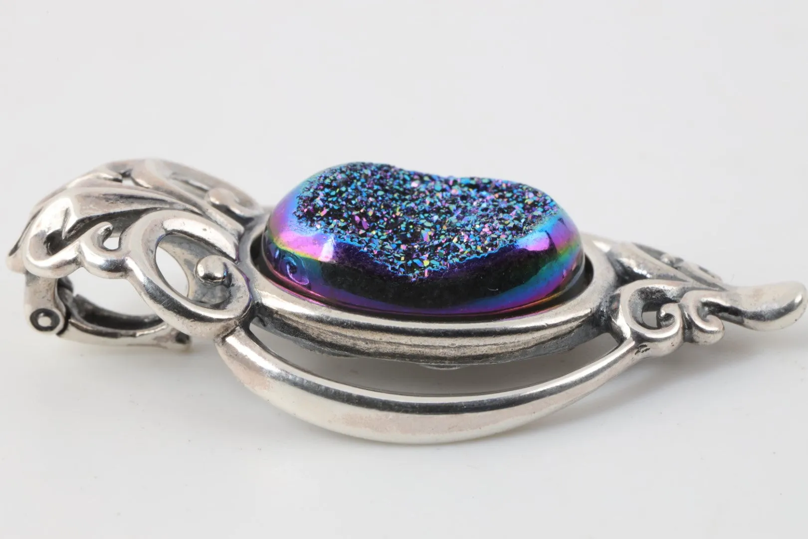 Carolyn Pollack 925 Silver 9.80tcw Blue Druzy (9.98g.)