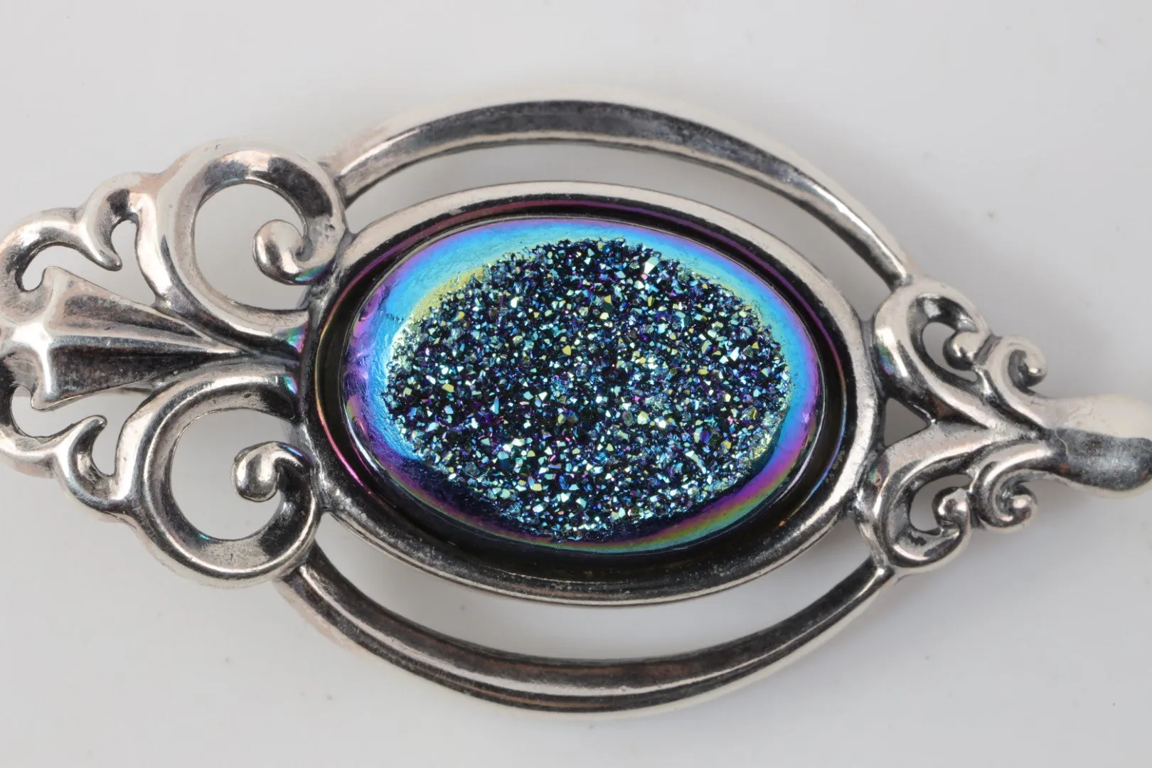 Carolyn Pollack 925 Silver 9.80tcw Blue Druzy (9.98g.)