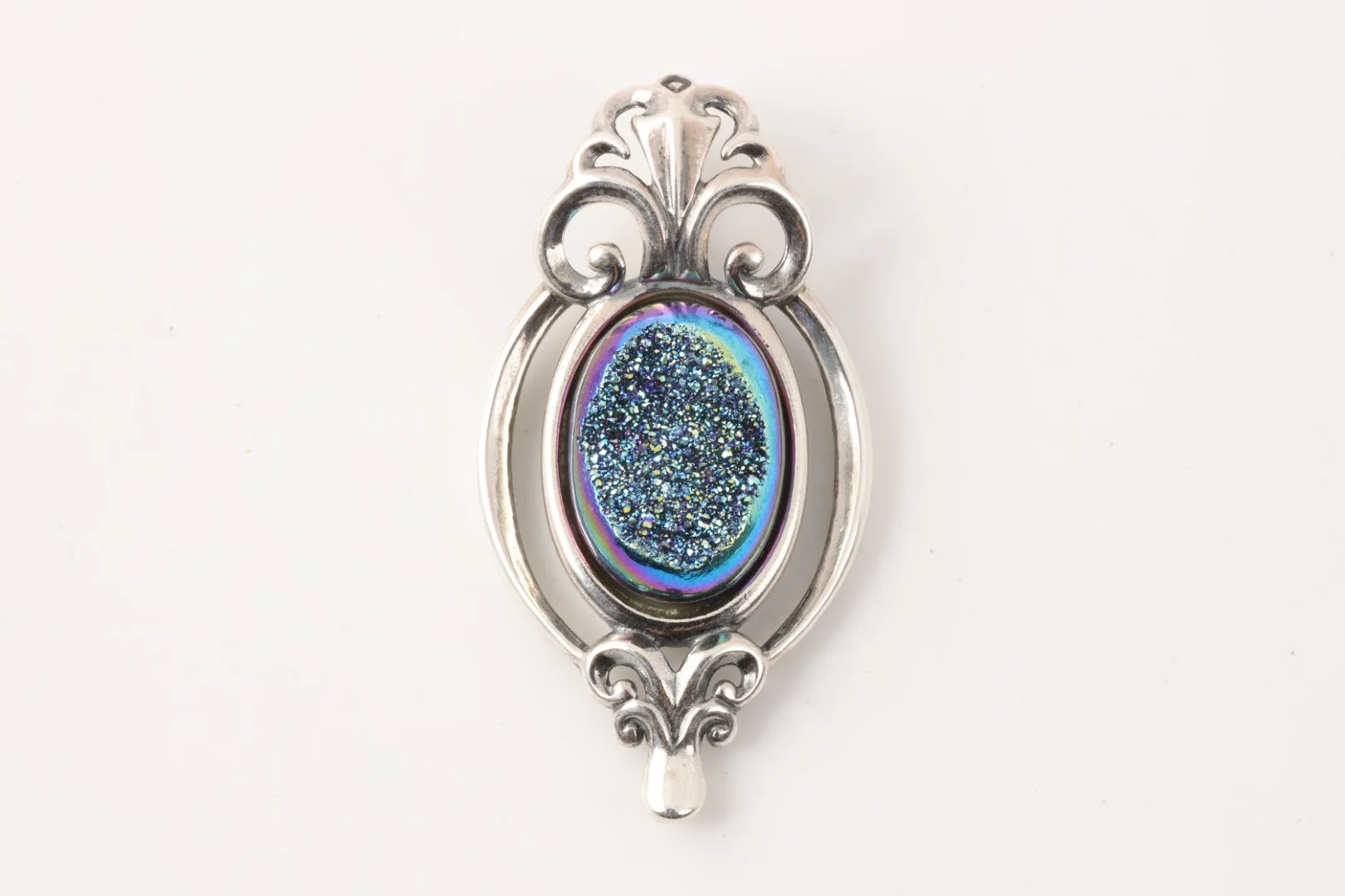 Carolyn Pollack 925 Silver 9.80tcw Blue Druzy (9.98g.)