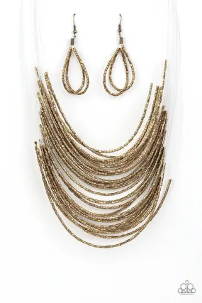 Catwalk Queen Brass Seed Bead Necklace - Paparazzi Accessories